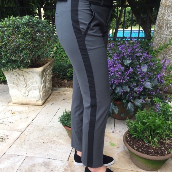 Vince NWT gray tuxedo stripe wool straight leg pants